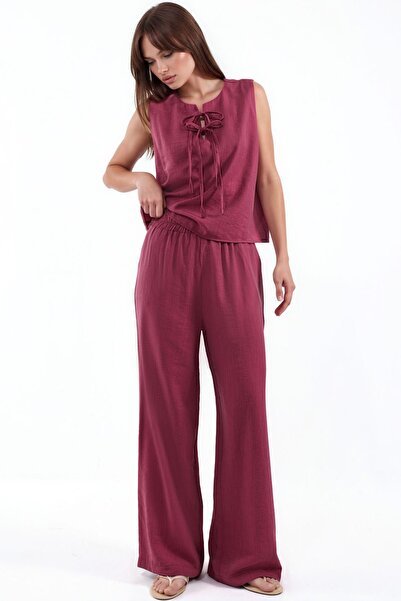Hiccup Viscose Blend Tie-Dye Detailed Blouse & Elasticated Pants Set