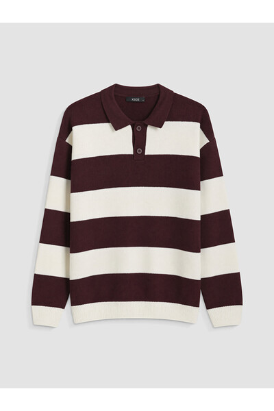 LC Waikiki Men's Knitwear Sweater with Turn-Down Roba Collar and Stripes from...