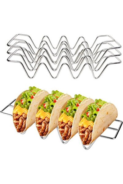STARSTAR 3 taco holders, 26 x 7.5 cm, W-shaped, Mexican kitchen theme, stainl...