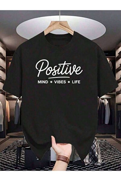 kai22 0330 POSITIVE MIND VIBES LIFE قمصان قصيرة الأكمام، قمصان رجالية مطبوعة ...