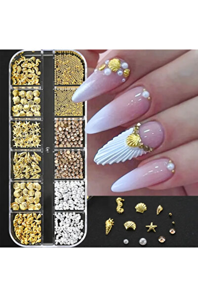 Aurora Nail decoration accessories - Ocean design gold and silver - 12 compar...