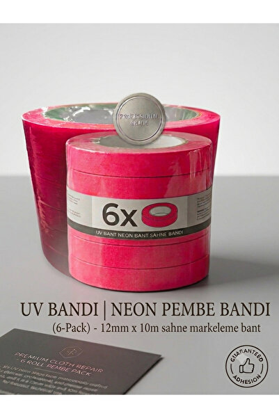 TRio Life 6 Lı Pembe UV Bant-Neon Bant- Sahne Markeleme Bantı 12mm*10 mt.