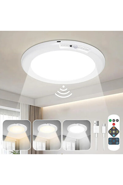 STARSTAR Rechargeable dimmable LED ceiling light with motion sensor, remote c...