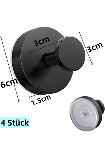 STARSTAR 4-Pack Heavy-Duty Vacuum Suction Cup Towel Hooks (black).