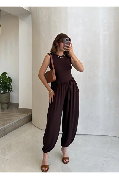 My Blog Brown Zero Sleeve Jumpsuit - 4144