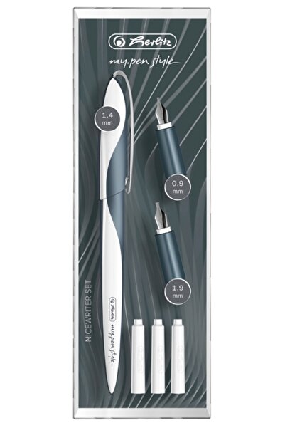 Herlitz Stilou My.Pen Style caligrafie + 3 penite, Dark Shale