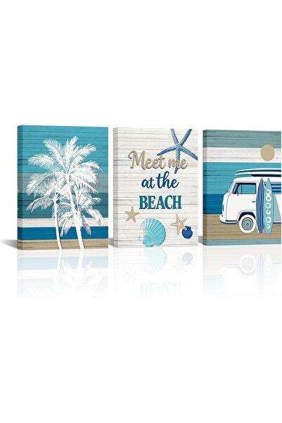 HOME MODE 30x40 cm 3 Panel Gallery Wrapped Canvas | Beach Wall Art | Meet Me ...