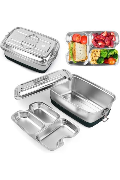 STARSTAR Adult Lunch Box, 2000ml, 22x15.5x9cm, Stainless Steel Lunch Box, Ant...