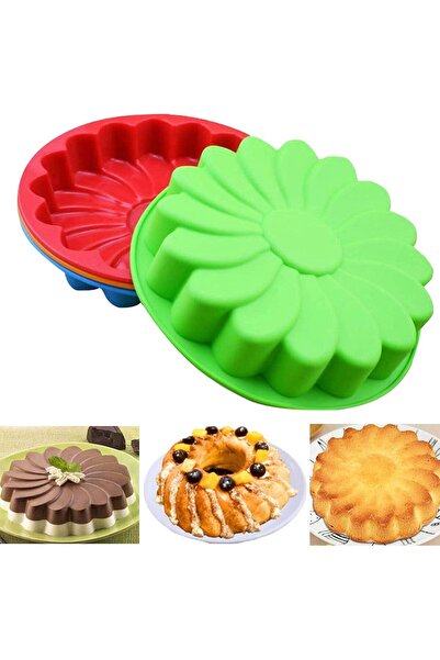 STARSTAR 3-Piece Silicone Flower Cake Molds, Round Baking Pans for Bundt Cake...