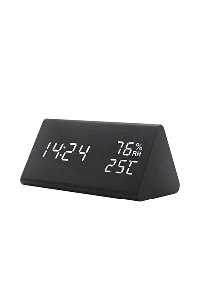 STARSTAR Wooden LED digital alarm clock with time, date and temperature displ...