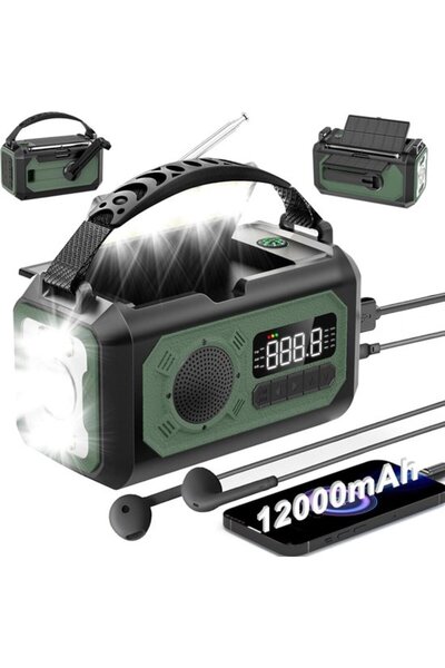 STARSTAR Suitable for Emergency Radio 12000mAh Solar Handheld AM/FM/NOAA Weat...