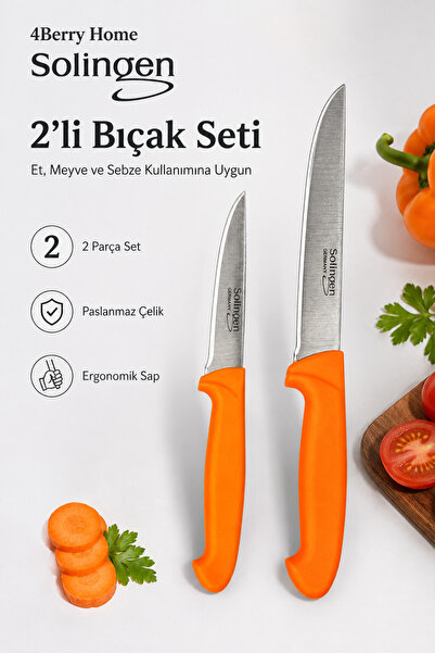 4 Berry Solingen 2’li Paslanmaz Çelik Mutfak Bıçağı Seti – Et, Meyve ve Sebze...