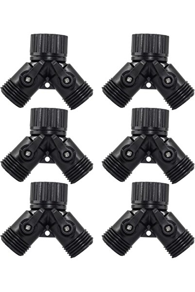 STARSTAR 6-Piece Two-Way Hose Adapter Y-Valve Garden Hose Conn, 3/4 Garden Ho...