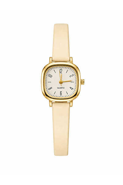 Kadın Kol Saati, Deri Kordon, Beyaz Kadran Quartz Analog Bilek Saati