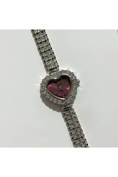 Heda Jewelry Sparkle Saat - Steel Case Heart Women's Wristwatch