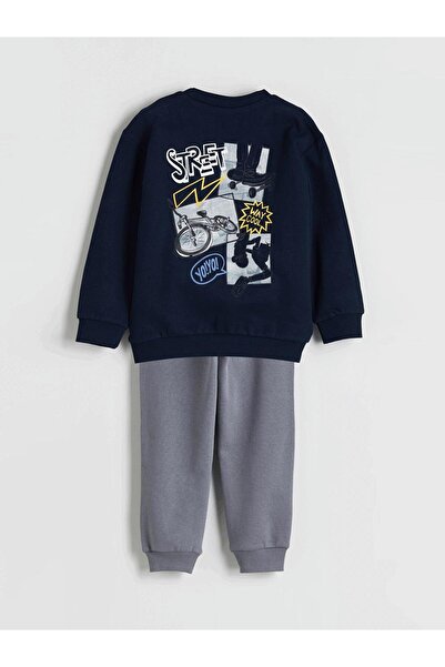 LC Waikiki Printed Boys' Thick Sweatshirt and Sweatpants