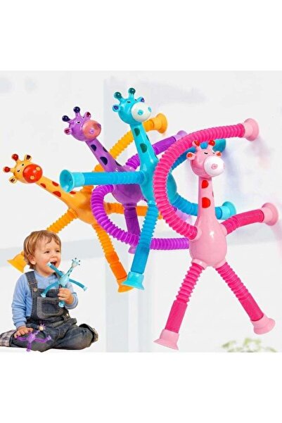 Duravel 4 Colored LED Telescopic Suction Cup Giraffe Toy, Shape Changing Tele...