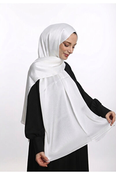 SAMARA SCARF Abiye Janjan Parlak Saten Dokulu Tesettür Abiye Şifon BEYAZ Şal