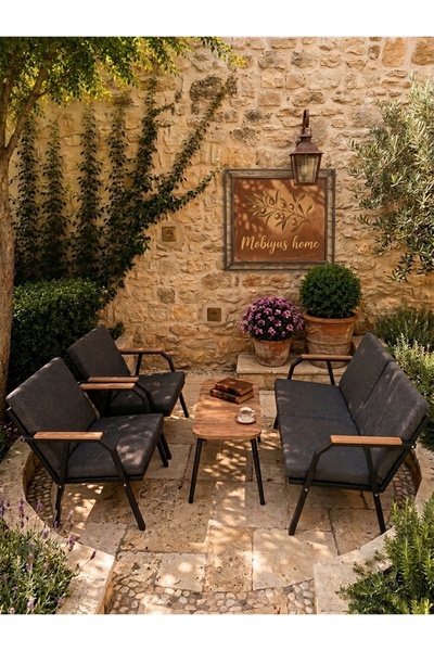 MOBİYUS Zen 2+1+1 ve Sehpa Hediyeli Balkon, Bahçe, Cafe, Restourant Mobilyası