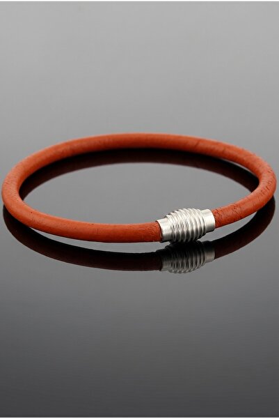Solfera Cinnamon 4mm Thin Genuine Leather Oval Magnetic Clip Men's Bracelet M...