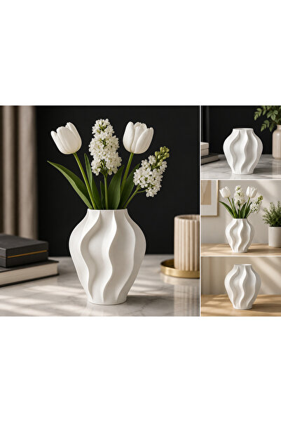 prime country Vază decorativă modernă din plastic ondulat – Ornament pentru m...