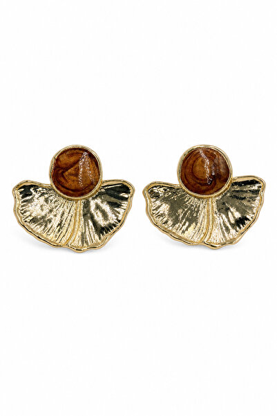 Jack Ferrero Women's Yellow Brown Drop and Fan Motif Bijouterie Earrings