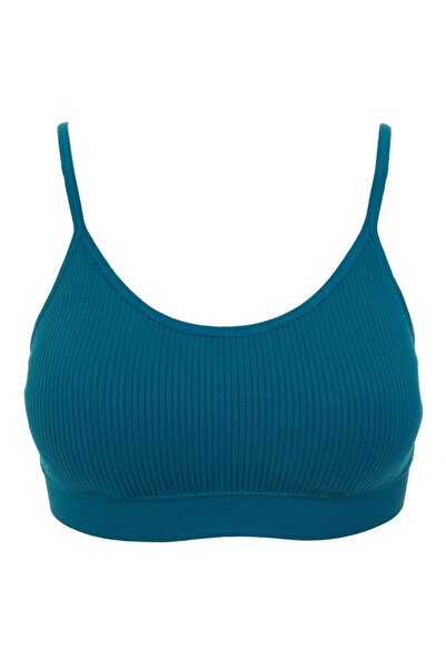 BAMI NETWORK Bustiera Dama Ribbed Seamless Petrol One Size Antrenament
