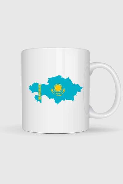 Bahriyeli Collection Kazakhstan Flag and Map Printed Mug