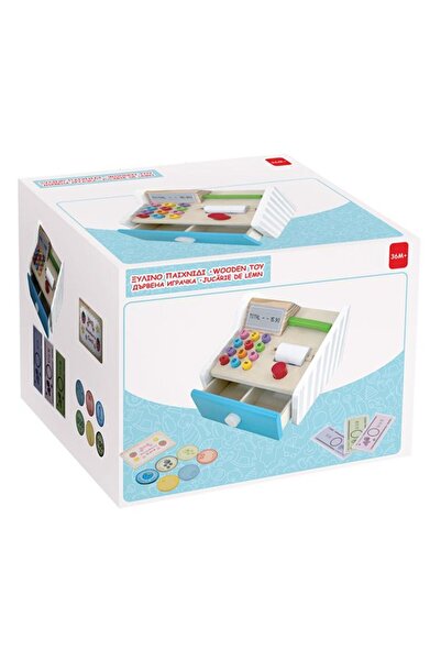 BAMI NETWORK Jucarie educativa casa de marcat din lemn pentru copii 16.5x16x13cm