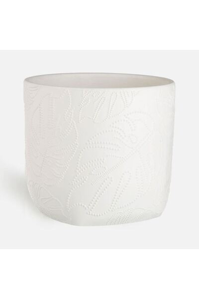 BAMI NETWORK Masca Ghiveci Ceramica Alba O14x12.5cm – Suport Flori Decorativ ...