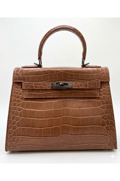 Carino Women's Handbag Crocodile Style Leather Color Brown
