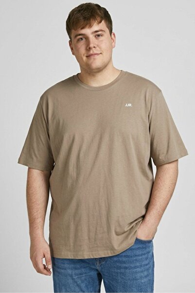 JJ Rebel Men Crew Neck Short Sleeve Brand Logo T-Shirt, Brown