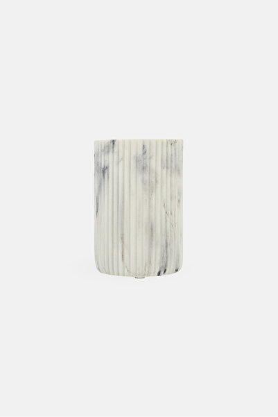 Trio Marble Ribbed Toothbrush Tumbler, Beige