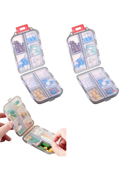 STARSTAR 2-Pack Gray 10-Compartment Travel Pill Box (96x64x31mm), Portable Da...