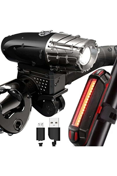 STARSTAR Waterproof bicycle light, LED bicycle headlight with taillight, USB ...