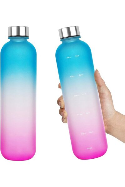 STARSTAR 2 Pieces Frosted Style Sport Water Bottle 32 Oz, BPA-free, Time Mark...