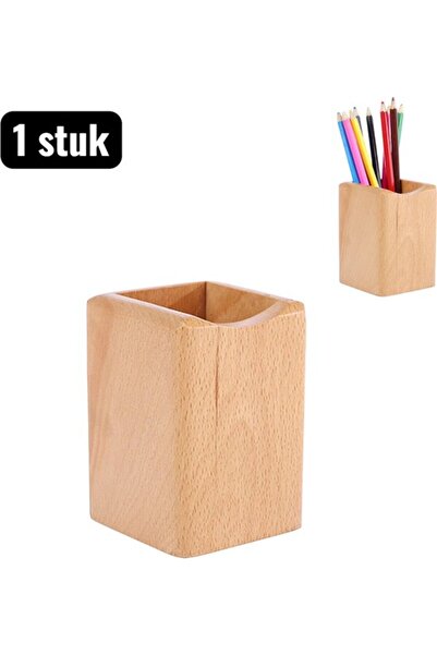 STARSTAR Solid Wood Desktop Organizer Storage Box with Pen Holder, Walnut & B...