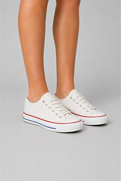 HT HOTİN Diego Women's Linen Casual Lightweight Sneakers - White