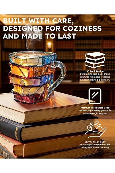 TONGYONG كوب قهوة مطبوع بتصميم كتب مبتكر من علامة Xiznzy، هدايا لعشاق الكتب ل...