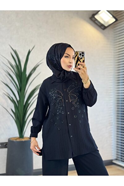Lamazi Veil 2046 قميص لؤلؤي أسود