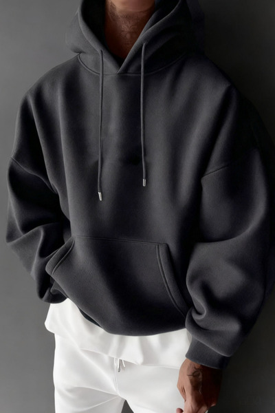 Tarz Cool Regular Hooded Sweatshirt Men's Unisex 3 Thread Raster 100% Cotton ...