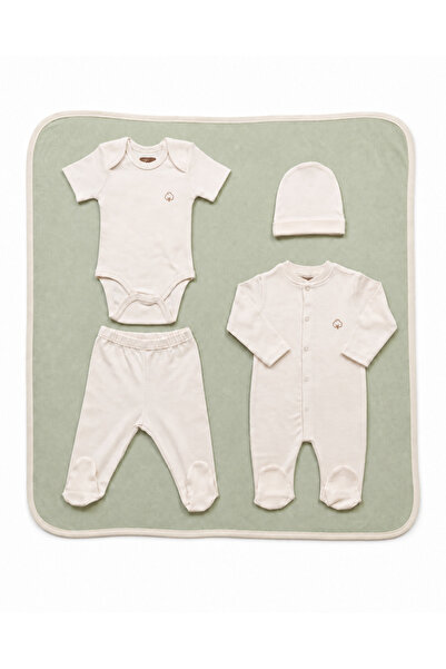 FYB Newborn 5-Piece Hospital Discharge Set 100% Cotton Waffle Blanket, Romper...
