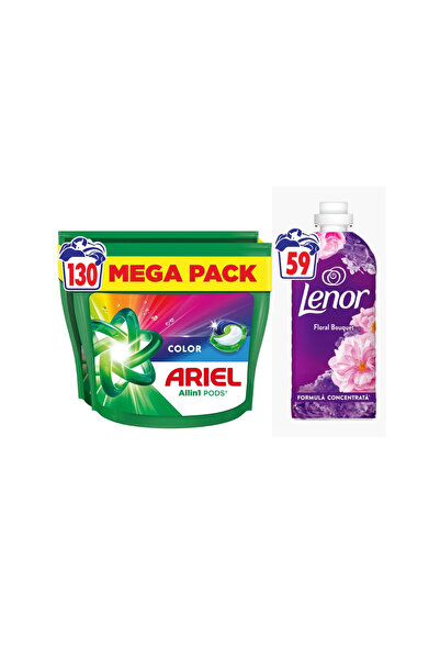 Ariel Pachet 130 capsule Detergent Color + Lenor 59 spalari Floral Bouquet