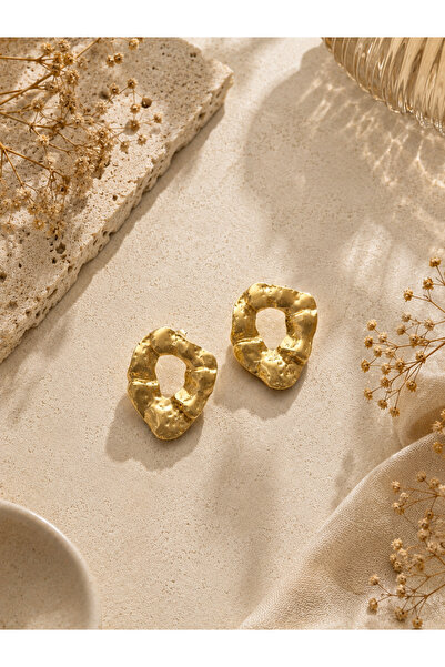 Gaia Dokulu Gold Küpe