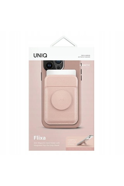 NO BRAND UNIQ portofel magnetic pentru carduri cu suport roz MagSafe