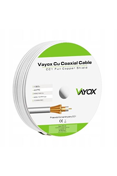 NO BRAND Cablu Coaxial Antenă TV RG6U 4K Cupru Cupro Rezistent VAYOX 100M
