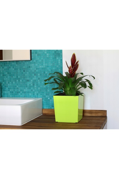NO BRAND SET 2x JARDINIERE CU INSERȚIE PĂTRATĂ 25x25 CM JARDINIERE MODERNĂ ALBĂ