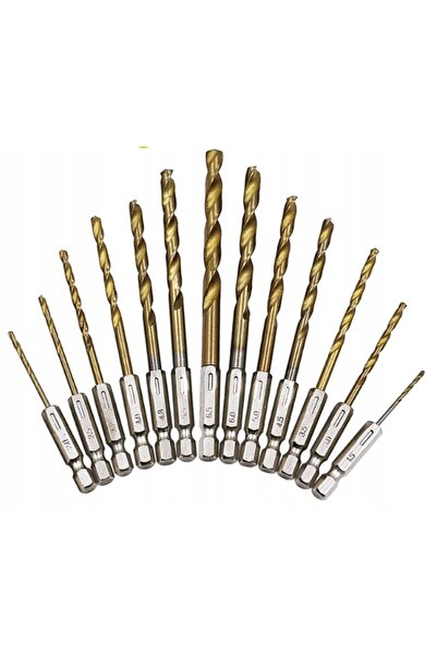 NO BRAND Set de burghie 13 bucăți 1.5-6.5mm, hexagonale, acoperite, HSS