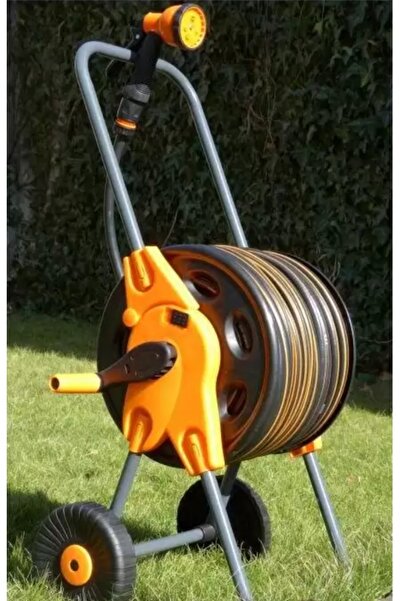 Deco4Home Furtun de grădină pe cărucior 1/2 50m Pistol de pulverizare 3 conec...