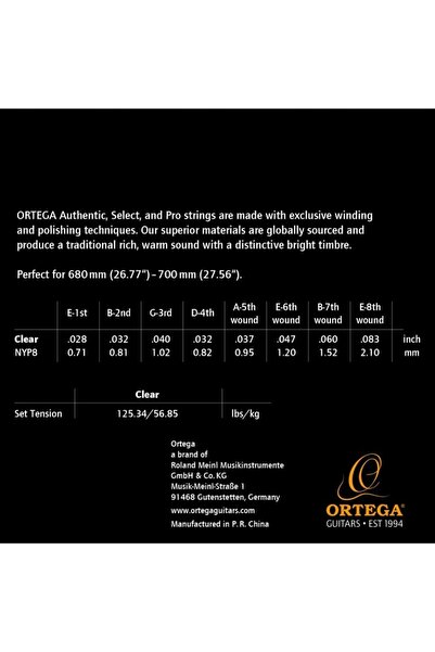 NO BRAND Ortega NYP8 - corzi de chitară clasică